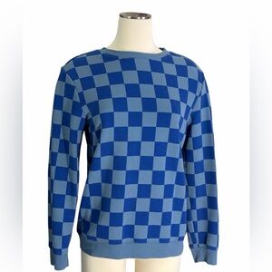 Cat & Jack Girls Blue Checkered Crewneck Sweatshirt Size XL (14)